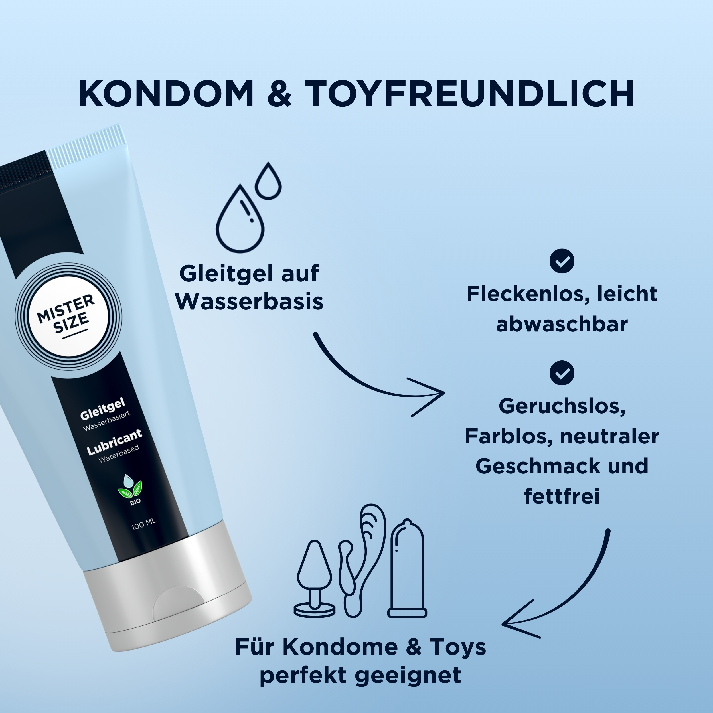 Mister Size «Gleitgel» 100ml Bio Gleitgel auf Wasserbasis - passt perfekt zu Ihren Kondomen