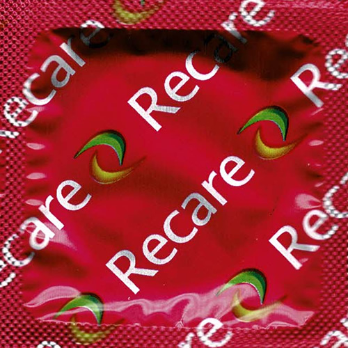 Recare Condoms «Caramelos» 100 aktverlängernde Kondome mit Karamell-Geschmack und Eugenol 