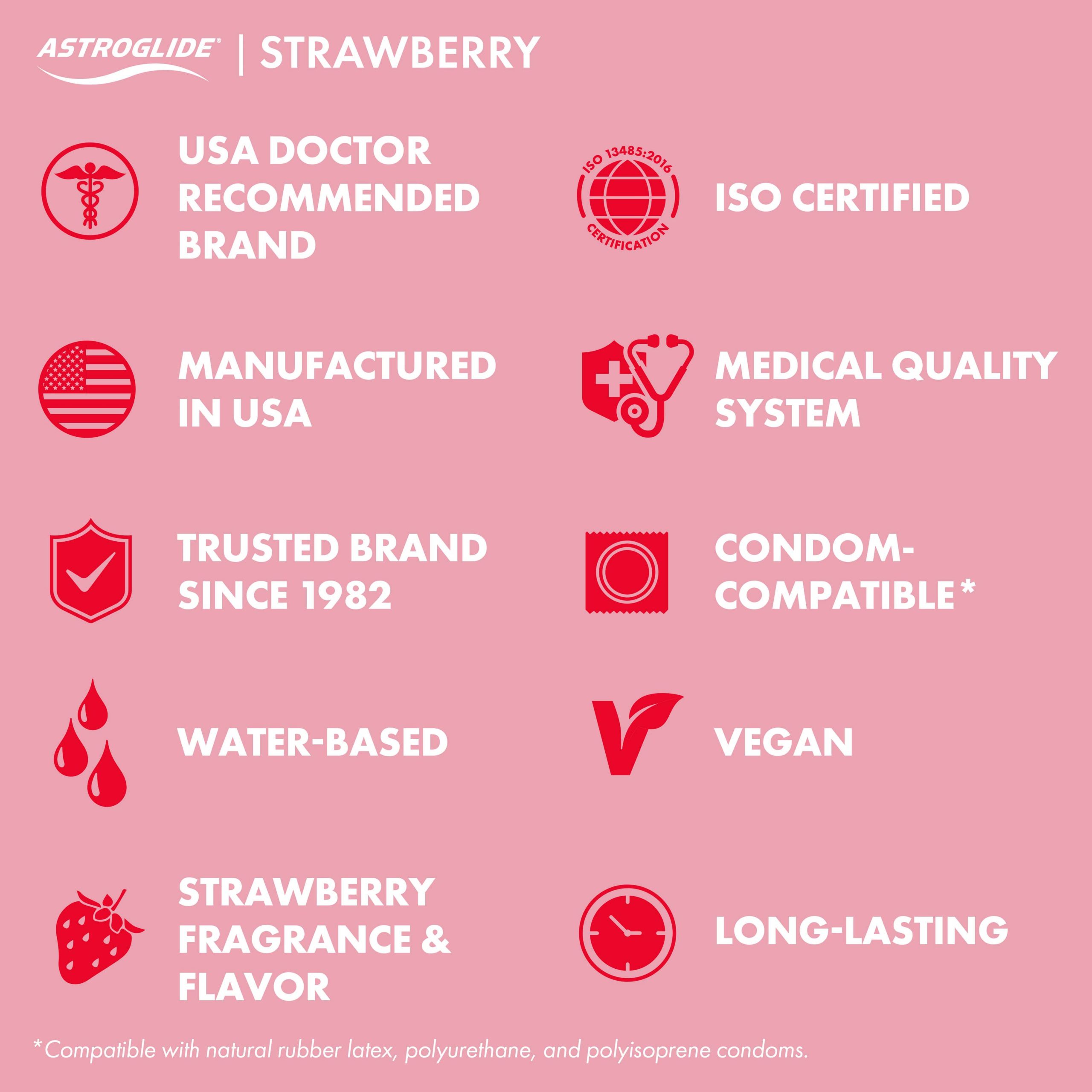 Astroglide «Sensual Strawberry» 74ml fruchtig süßes Aroma-Gleitgel  mit Erdbeergeschmack - auf Wasserbasis und für Veganer geeignet
