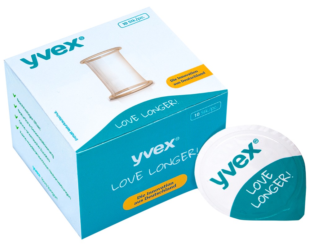 YVEX «Love Longer!» 10 Penis-Sleeves zur Eichel-Desensibilisierung - für langes Vergnügen ohne chemische Hilfsstoffe