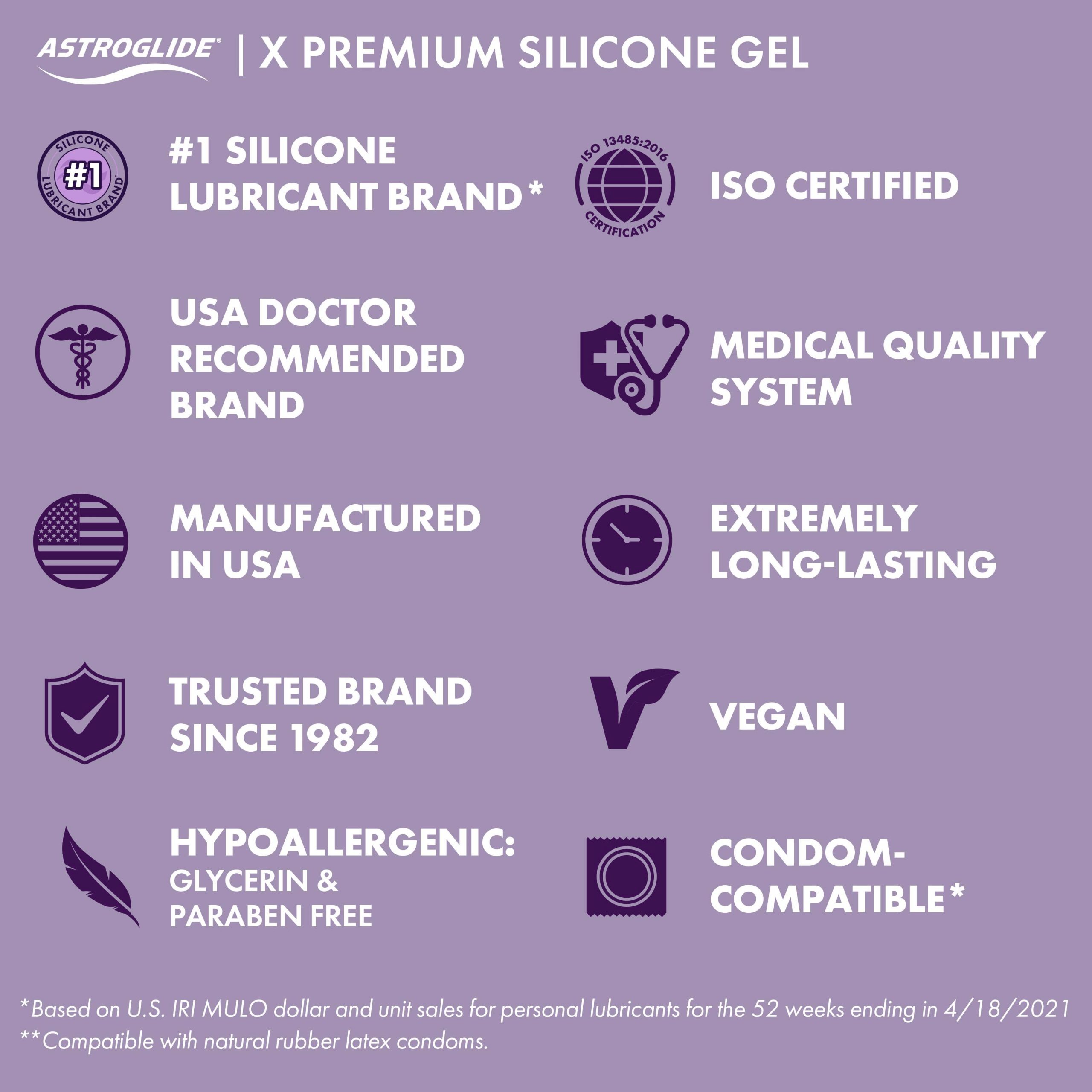Astroglide «X Premium Silicone Gel» 85g waterproof lubricant with coconut oil - silicone based and suitable for vegans