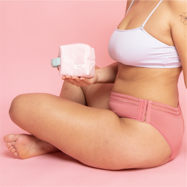 Beppy Panties «CORAL» Pink/Rose, size L, two period slips with wash bag and storage bag