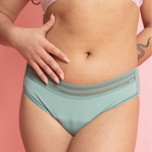 Beppy Panties «SIREN» Lila/Türkis, Größe XS, zwei Menstruations-Slips mit Waschtasche und Aufbewahrungstasche