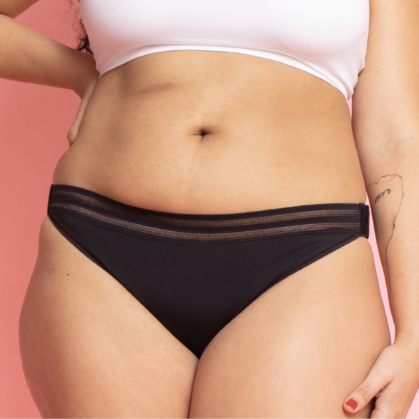 Beppy Panties «ONYX» Schwarz, Größe XS, zwei Menstruations-Slips mit Waschtasche und Aufbewahrungstasche