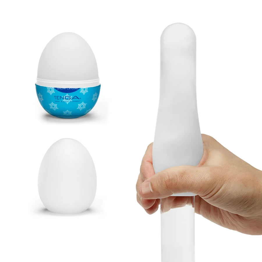 Tenga Egg «Snow Crystal» disposable masturbator with snowflake dots and cooling lubricant