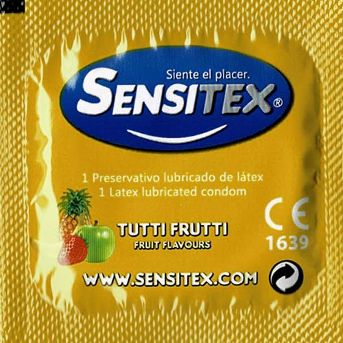 Sensitex «Tutti Frutti» 144 multi-coloured and vegan condoms with taste - from Spain, bulk pack