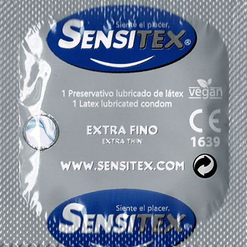 Sensitex «Extra Fino» (Extra Thin), 144 extra thin and vegan condoms, clinic pack